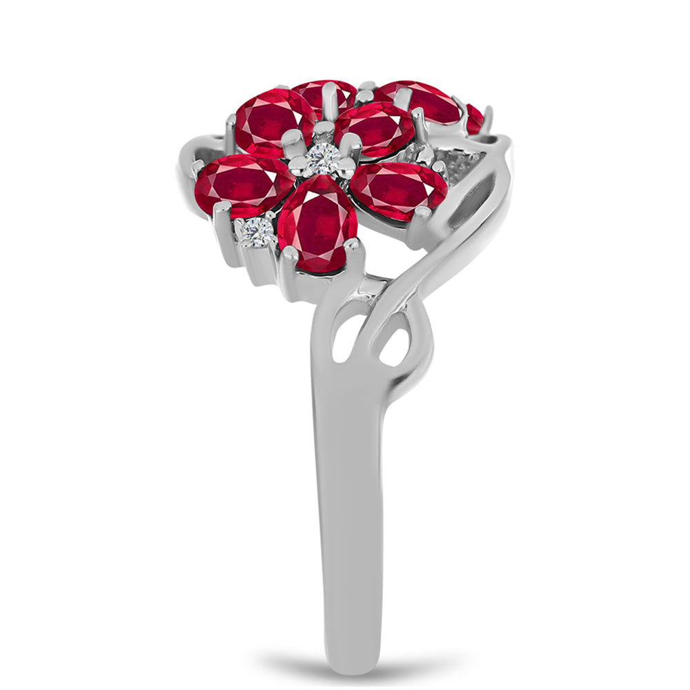 Silberring mit Rubin aus Madagaskar und weißem Topas 8 