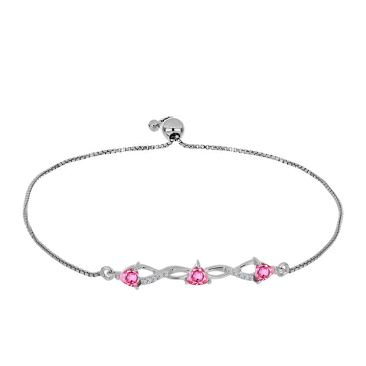 Silberarmband mit rosafarbenem Turmalin aus Pelmadulla und weißem Topas
