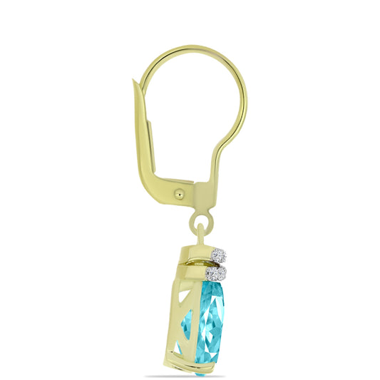 Goldplattierte Silberohrringe mit Paraiba Quarz und weißem Topas