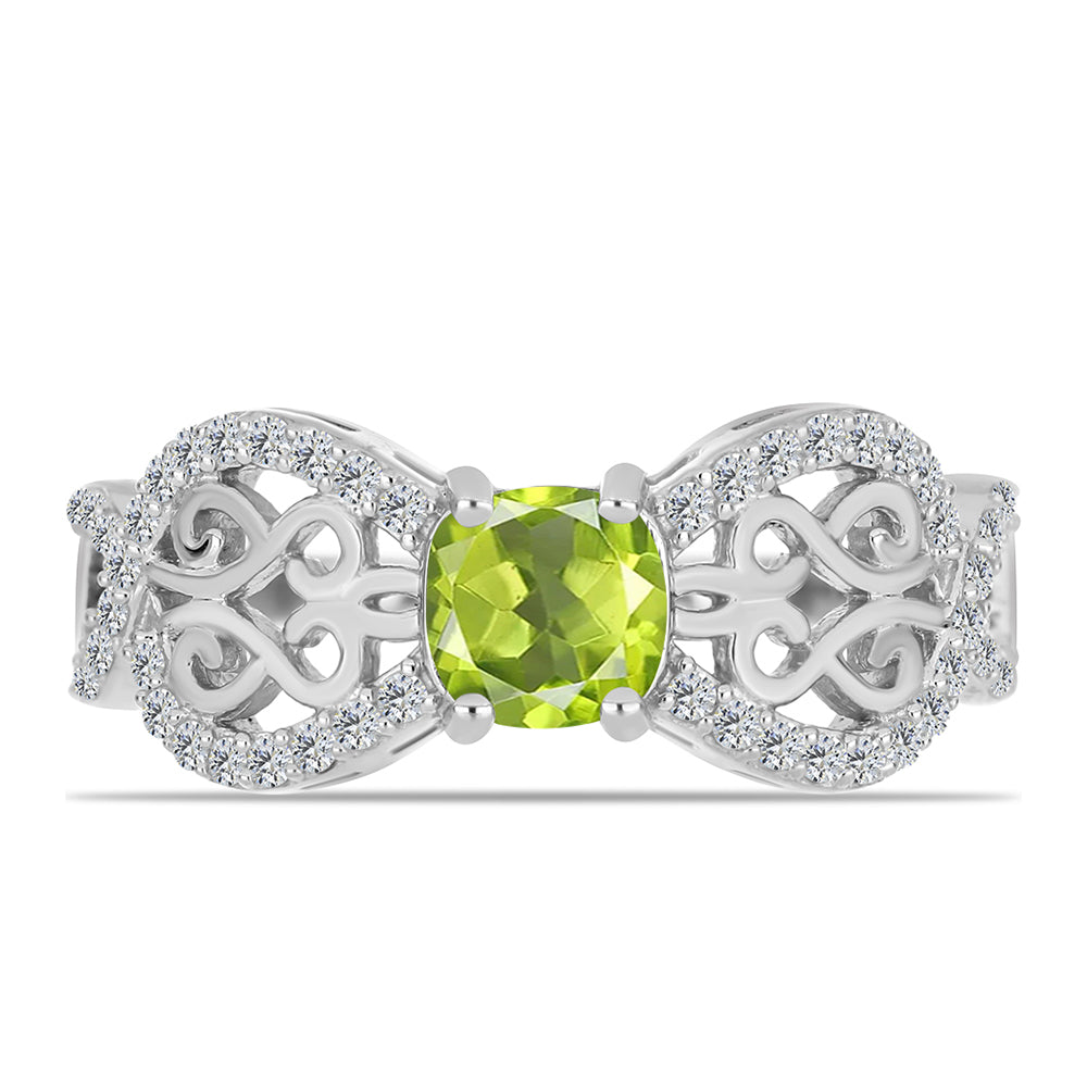 Silberring mit Peridot aus Changbai und weißem Topas 1 