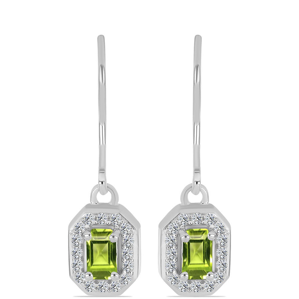 Silberohrringe mit Peridot aus Changbai und weißem Topas 1 