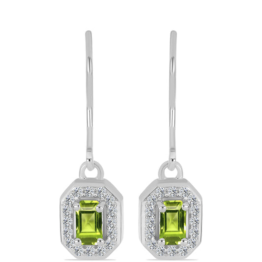 Silberohrringe mit Peridot aus Changbai und weißem Topas
