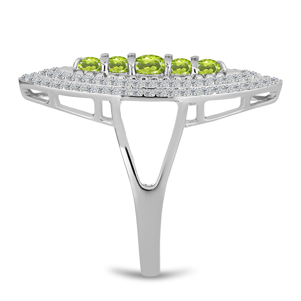 Silberring mit Peridot aus Changbai und weißem Topas 4 