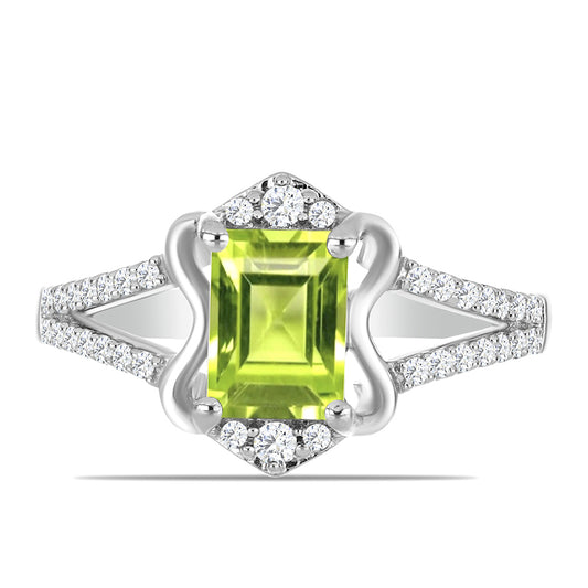 Silberring mit Peridot aus Changbai und weißem Topas