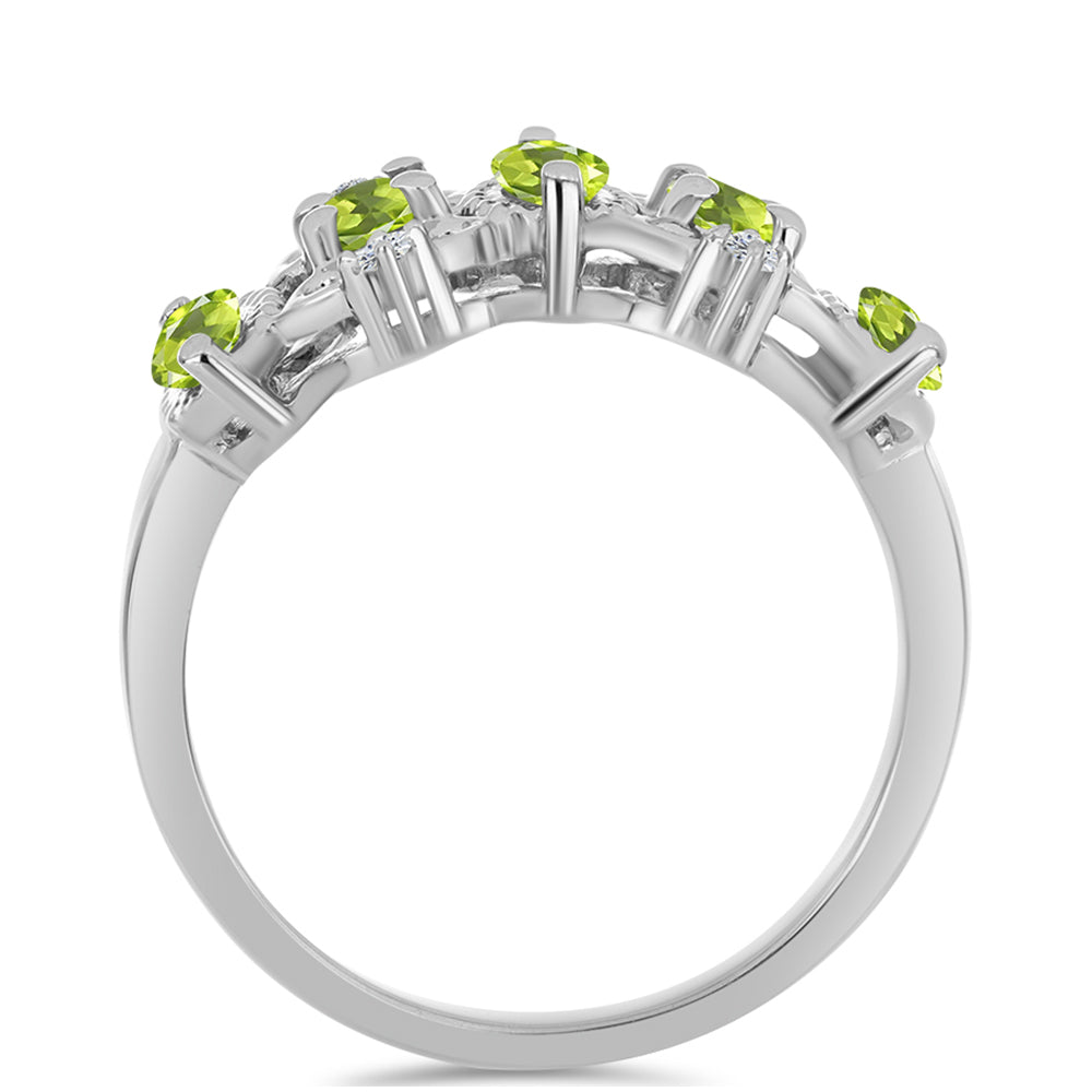 Silberring mit Peridot aus Changbai und weißem Topas 2 