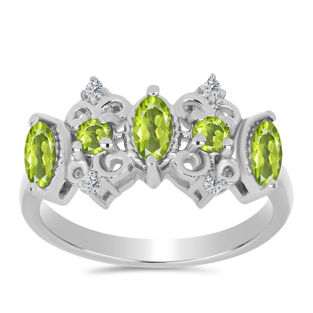 Silberring mit Peridot aus Changbai und weißem Topas 7 