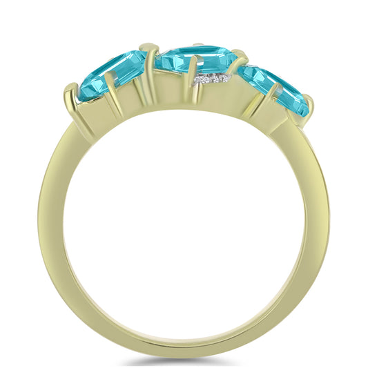 Goldplattierter Silberring mit Paraiba Quarz und weißem Topas