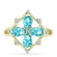 Goldplattierter Silberring mit Paraiba Quarz und weißem Topas