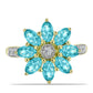 Goldplattierter Silberring mit Paraiba Quarz und weißem Topas