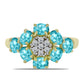 Goldplattierter Silberring mit Paraiba Quarz und weißem Topas