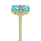 Goldplattierter Silberring mit Paraiba Quarz und weißem Topas