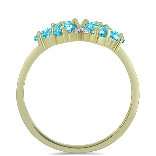 Goldplattierter Silberring mit Paraiba Quarz und weißem Topas