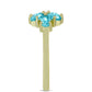 Goldplattierter Silberring mit Paraiba Quarz und weißem Topas