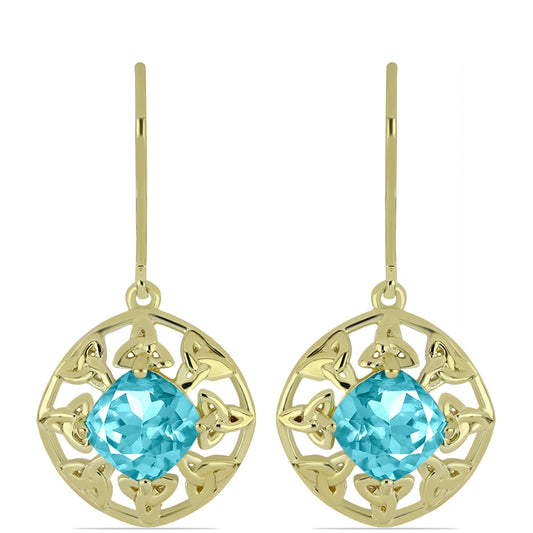 Goldplattierte Silberohrringe mit Paraiba Quarz