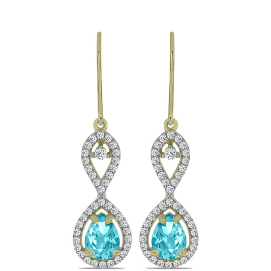 Goldplattierte Silberohrringe mit Paraiba Quarz und weißem Topas
