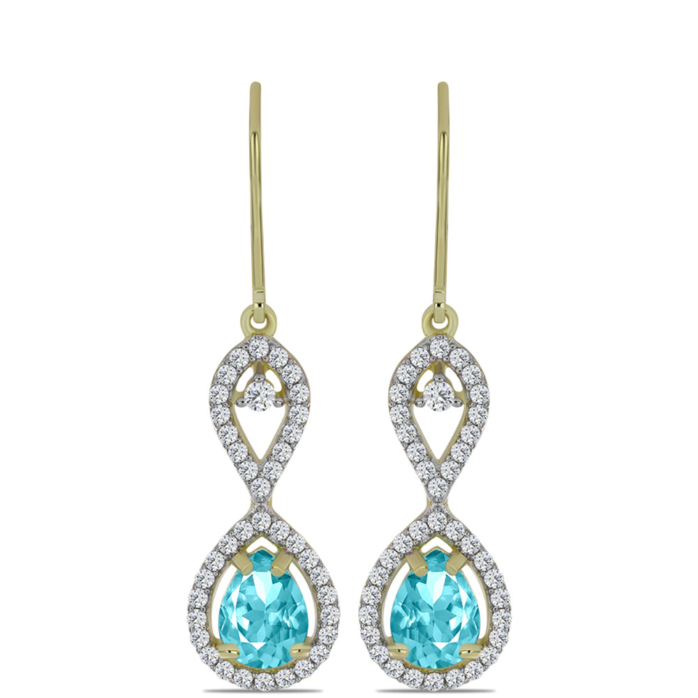 Goldplattierte Silberohrringe mit Paraiba Quarz und weißem Topas