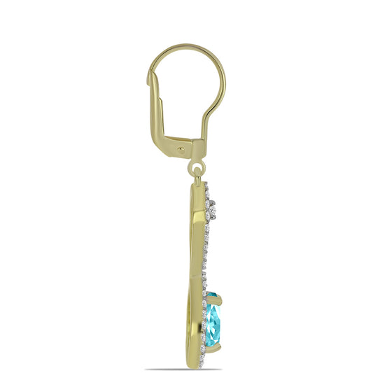 Goldplattierte Silberohrringe mit Paraiba Quarz und weißem Topas