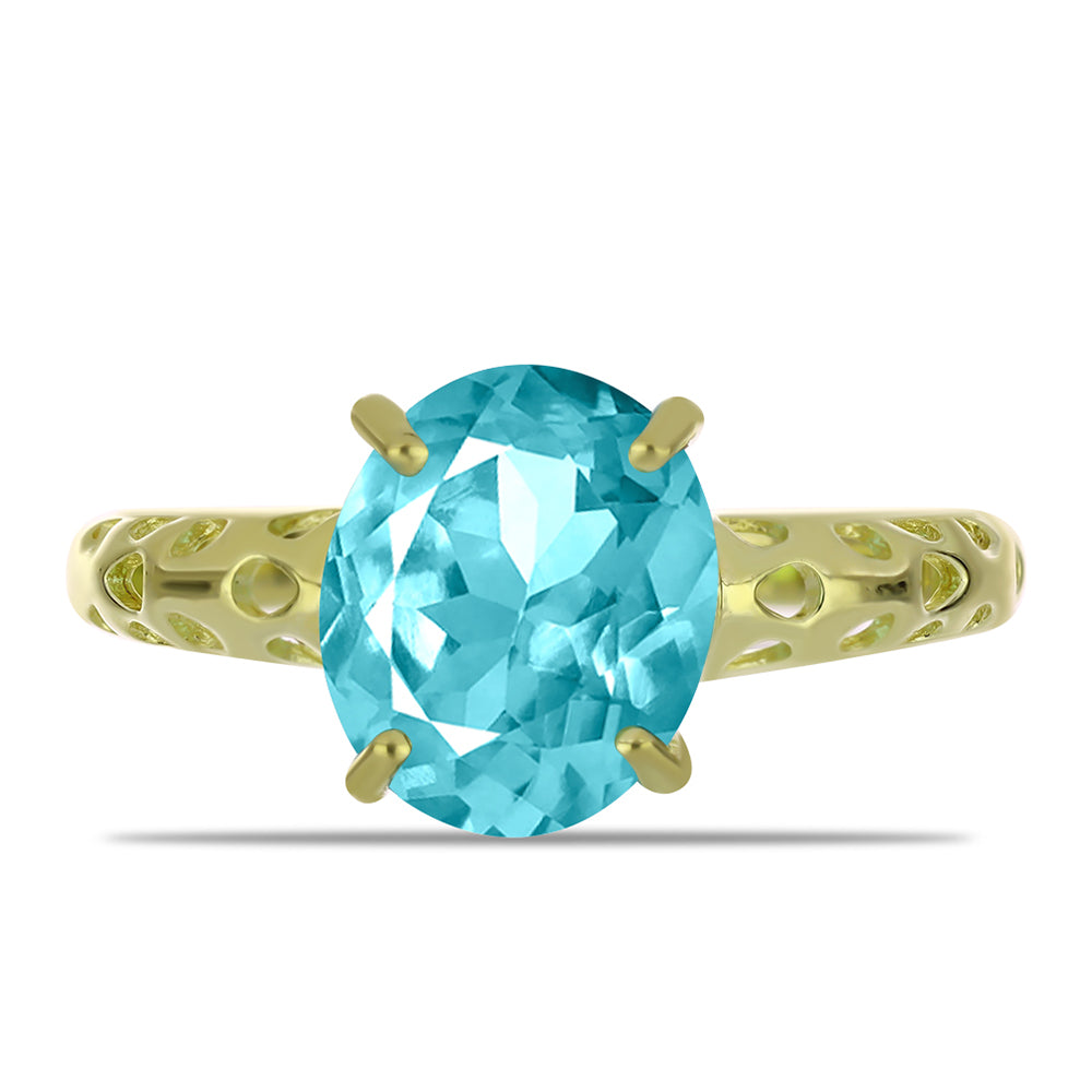 Goldplattierter Silberring mit Paraiba Quarz 1 