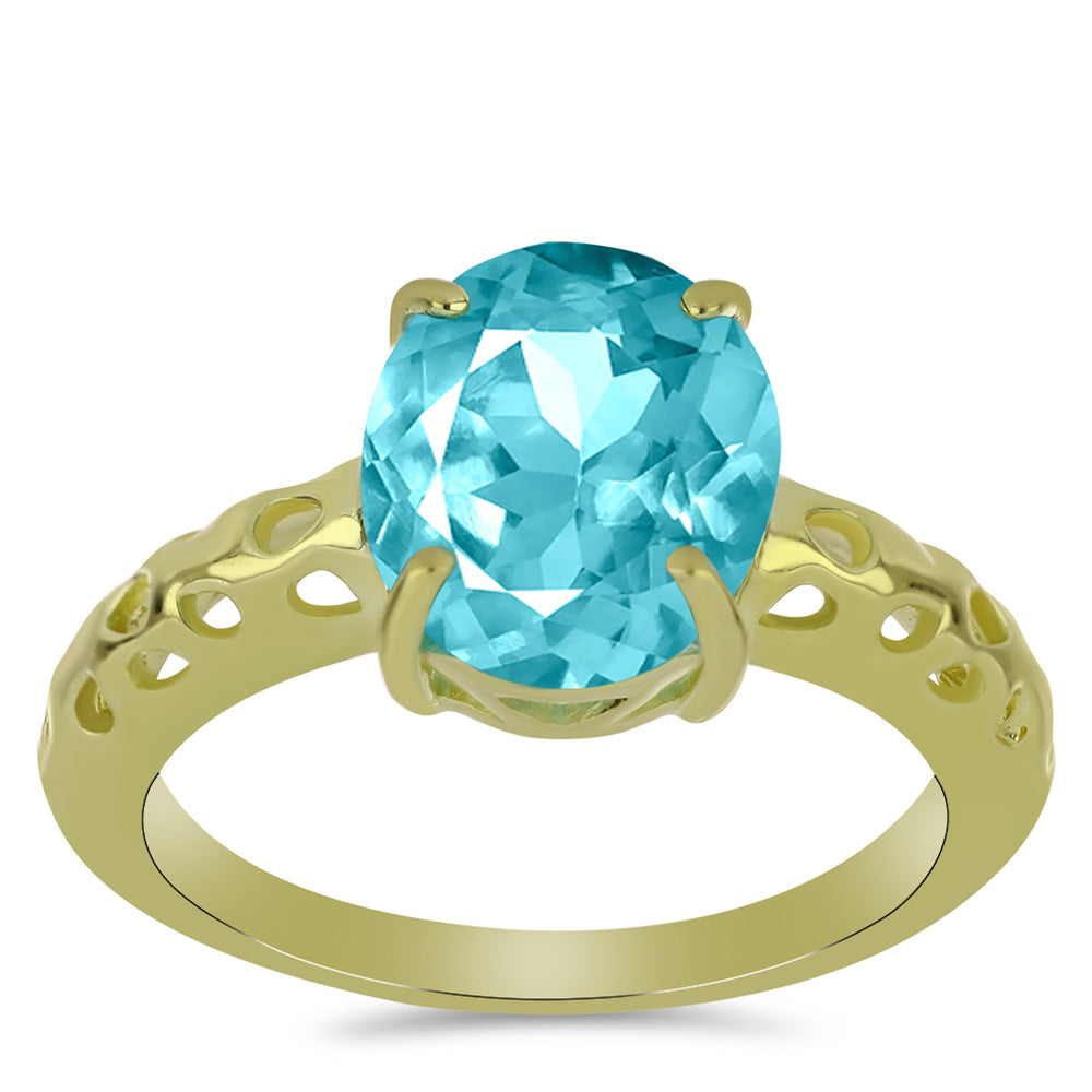 Goldplattierter Silberring mit Paraiba Quarz