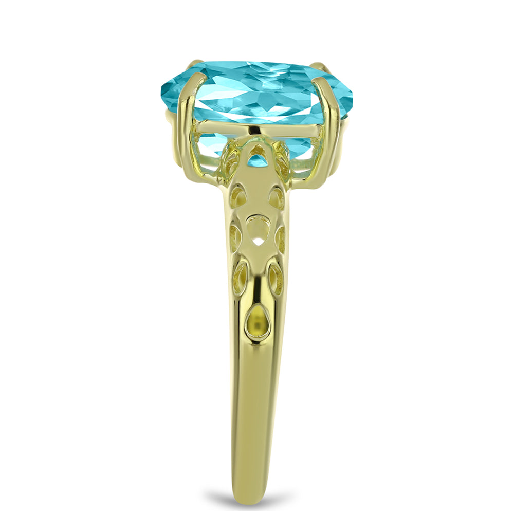 Goldplattierter Silberring mit Paraiba Quarz 4 