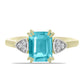 Goldplattierter Silberring mit Paraiba Quarz und weißem Topas