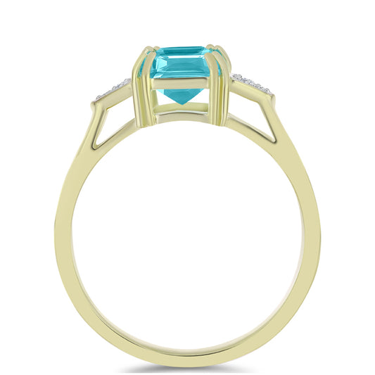 Goldplattierter Silberring mit Paraiba Quarz und weißem Topas