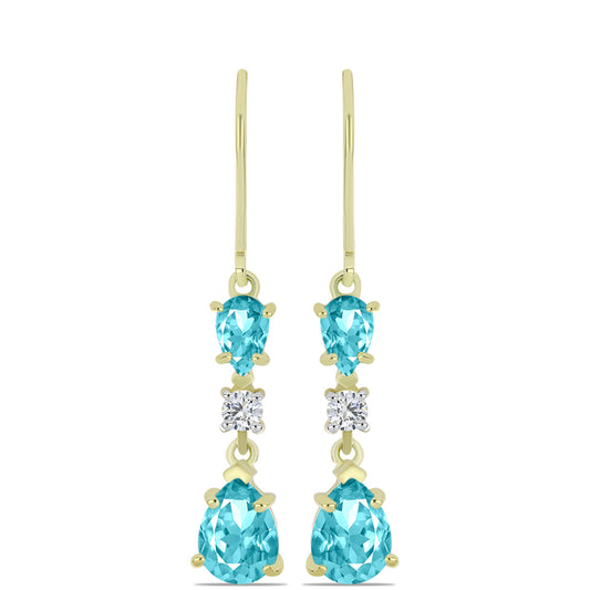 Goldplattierte Silberohrringe mit Paraiba Quarz und weißem Topas