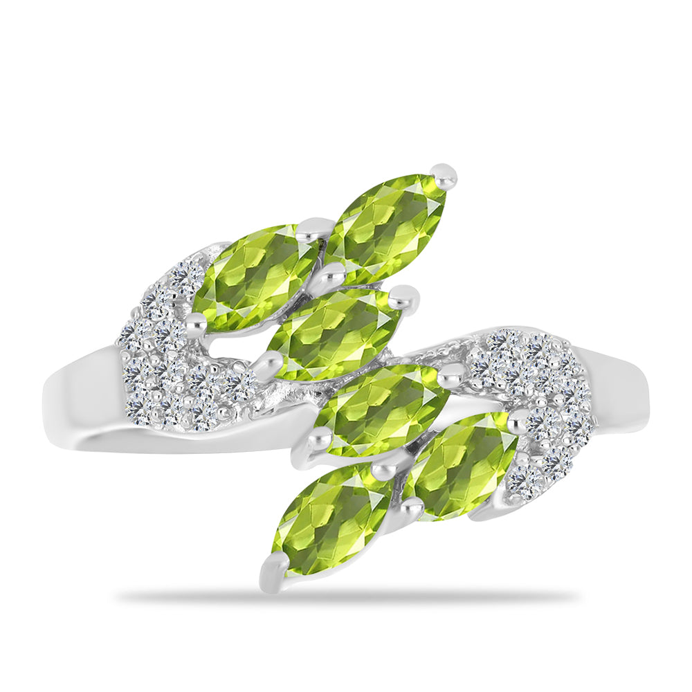 Silberring mit Peridot aus Changbai und weißem Topas 1 