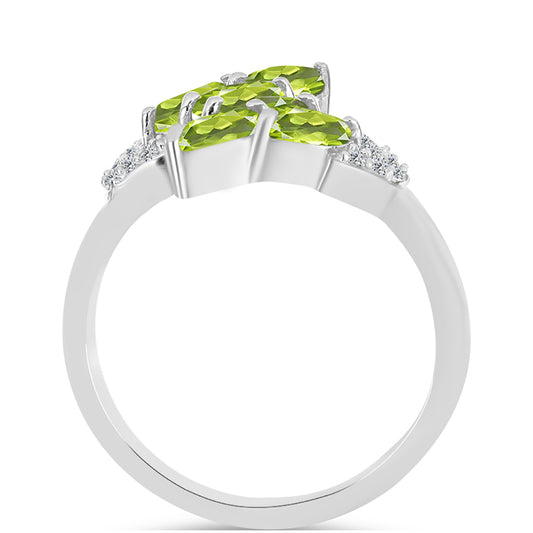 Silberring mit Peridot aus Changbai und weißem Topas