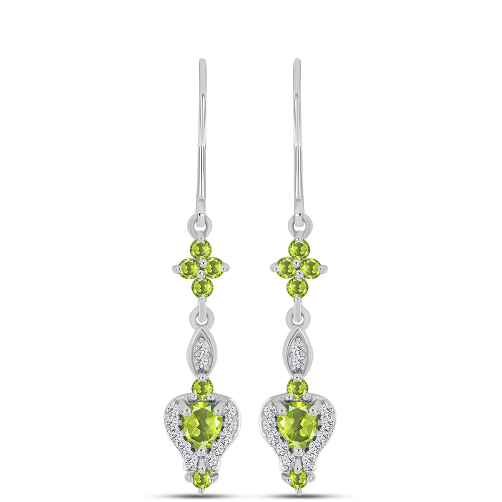 Silberohrringe mit Peridot aus Changbai und weißem Topas 3 