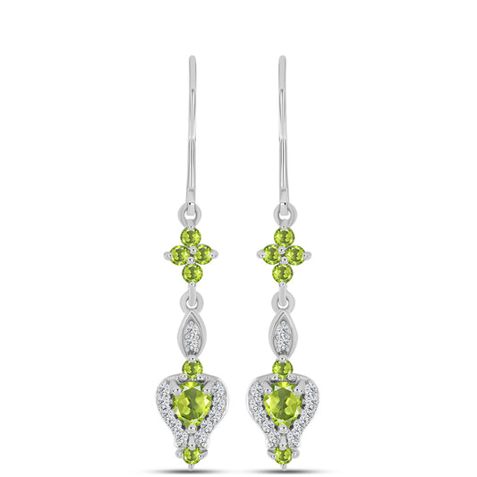 Silberohrringe mit Peridot aus Changbai und weißem Topas