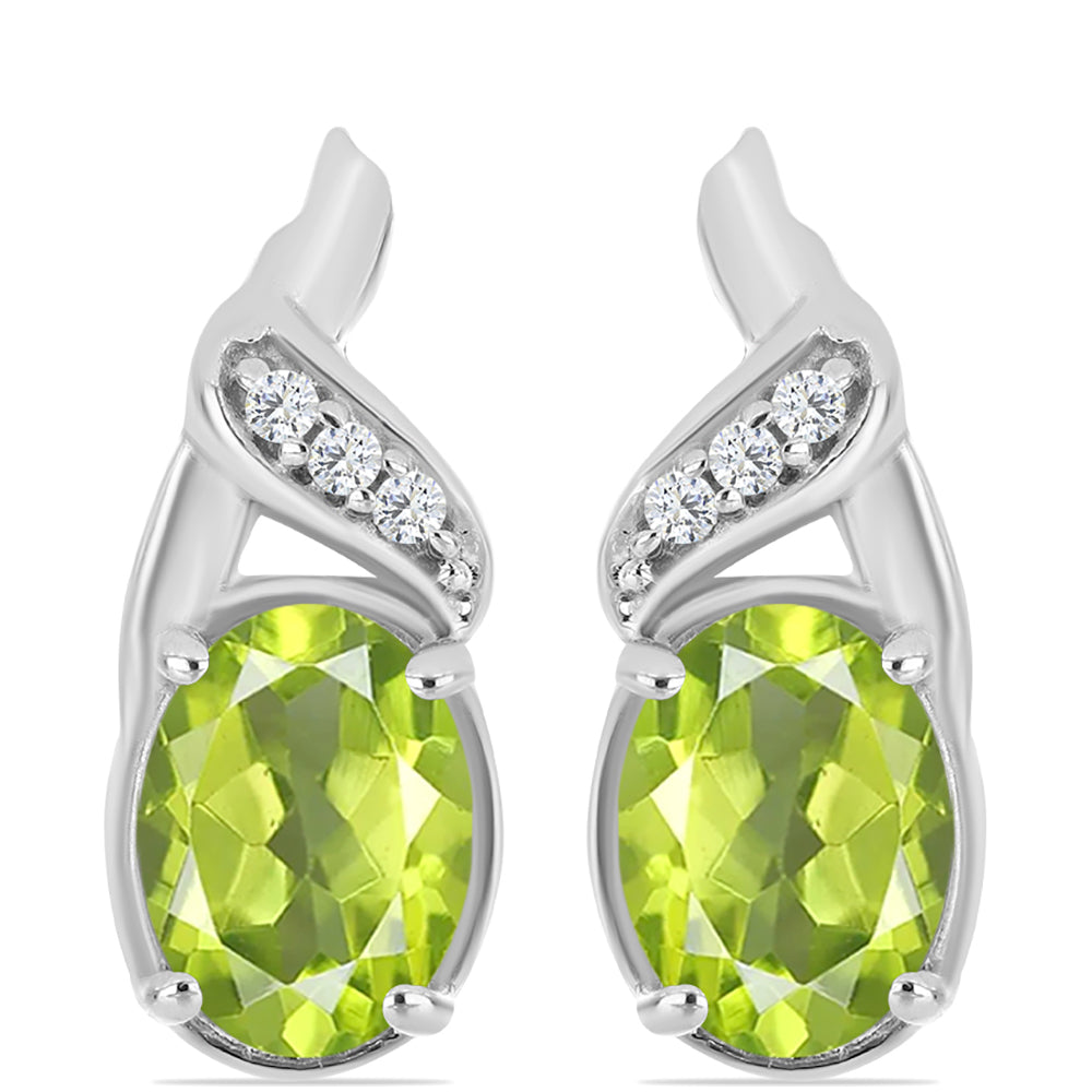 Silberohrringe mit Peridot aus Changbai und weißem Topas 1 
