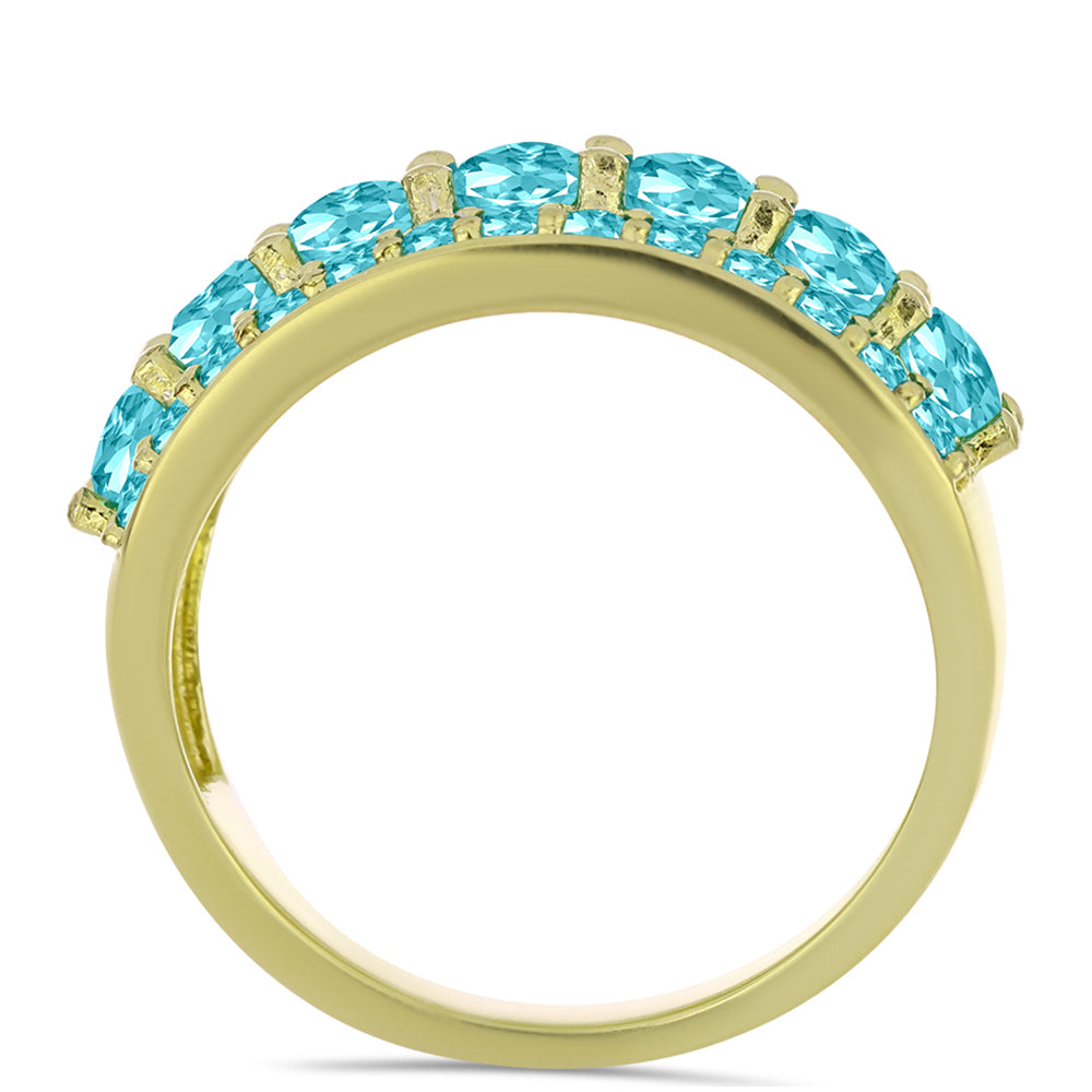 Goldplattierter Silberring mit Paraiba Quarz 2 