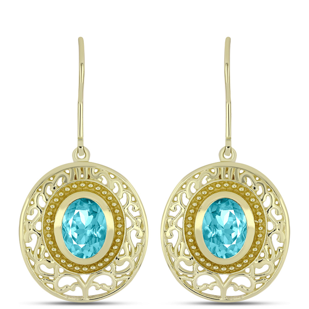 Goldplattierte Silberohrringe mit Paraiba Quarz 1 