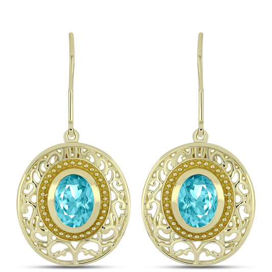 Goldplattierte Silberohrringe mit Paraiba Quarz