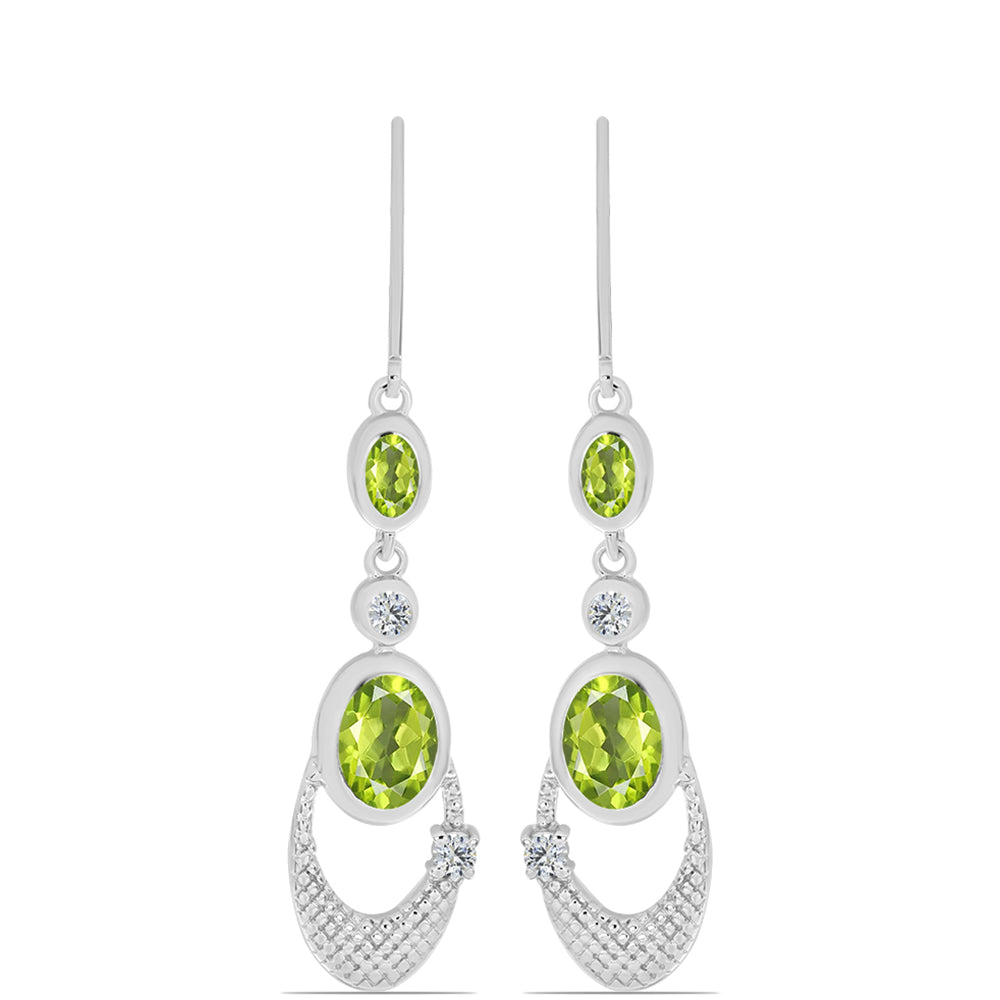 Silberohrringe mit Peridot aus Changbai und weißem Topas 3 