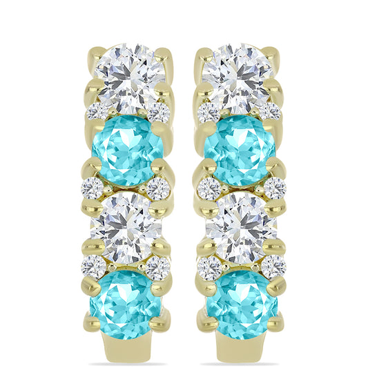 Goldplattierte Silberohrringe mit Paraiba Quarz und weißem Topas