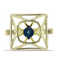 Goldplattierter Silberring mit blauem tanzendem Diamanten
