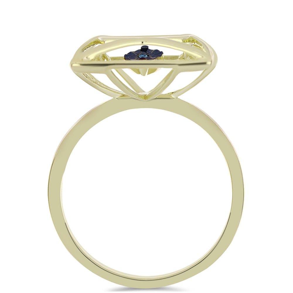 Goldplattierter Silberring mit blauem tanzendem Diamanten