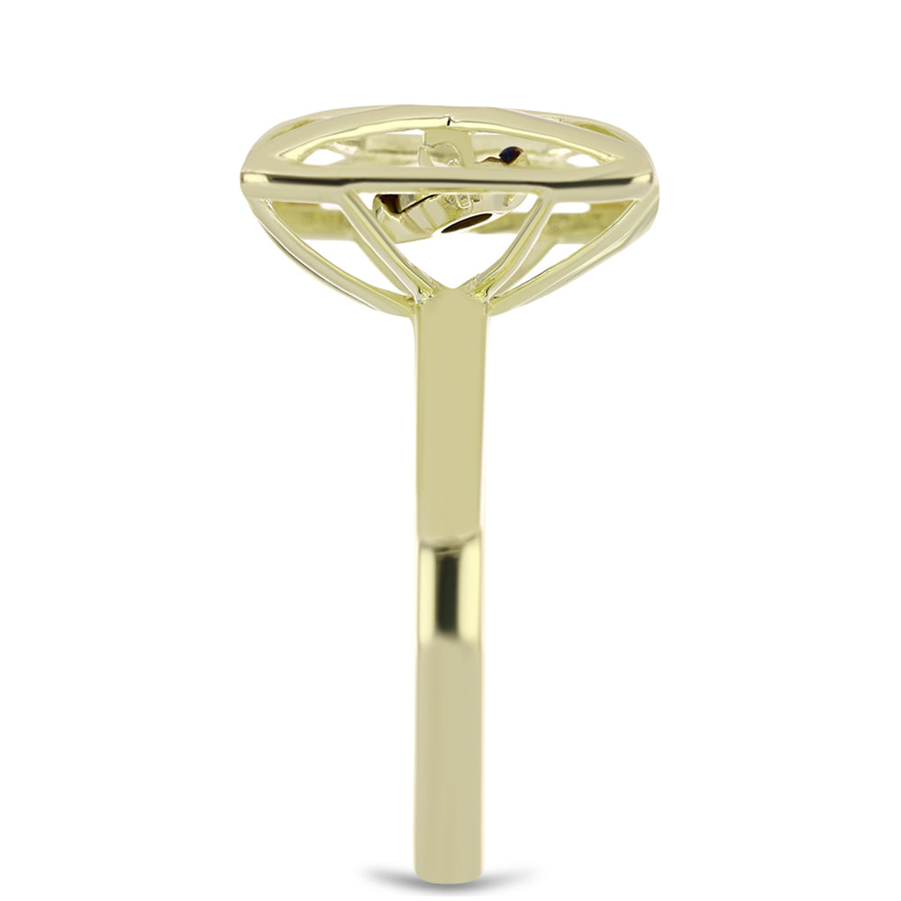 Goldplattierter Silberring mit blauem tanzendem Diamanten