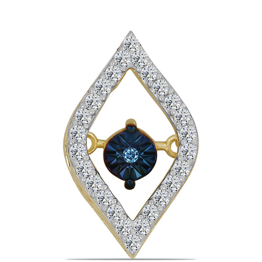 Goldplattierter Silberanhänger mit blauem tanzendem Diamanten und weißem Topas