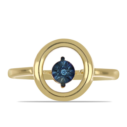 Goldplattierter Silberring mit blauem tanzendem Diamanten