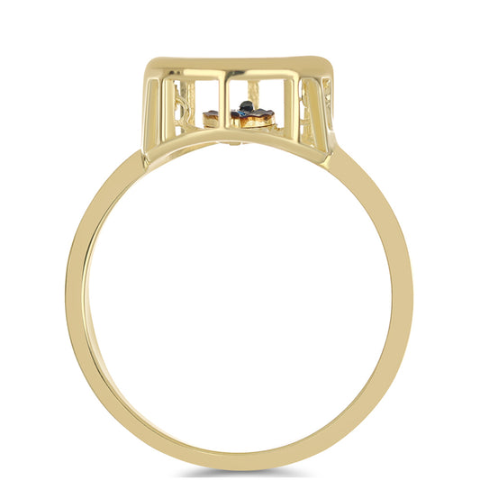 Goldplattierter Silberring mit blauem tanzendem Diamanten