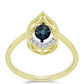 Goldplattierter Silberring mit blauem tanzendem Diamanten und weißem Topas