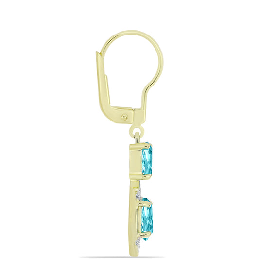 Goldplattierte Silberohrringe mit Paraiba Quarz und weißem Topas