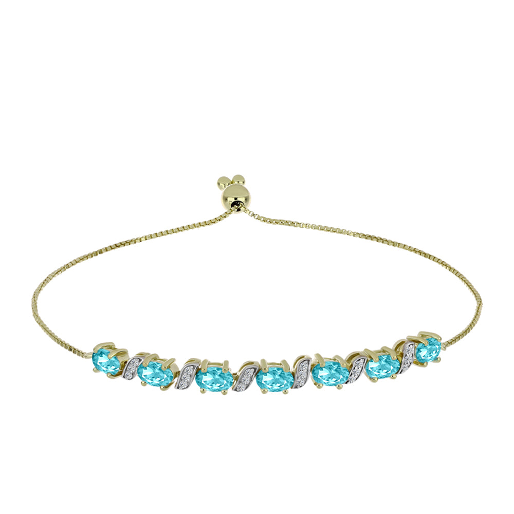 Goldplattiertes Silberarmband mit Paraiba Quarz und weißem Topas 1 