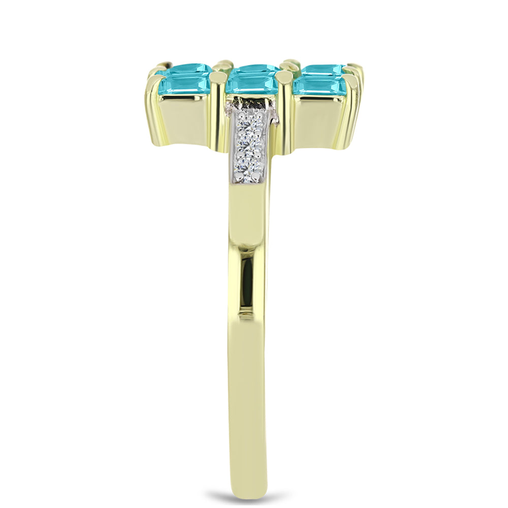 Goldplattierter Silberring mit Paraiba Quarz und weißem Topas 4 