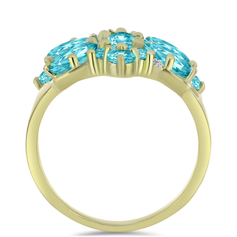 Goldplattierter Silberring mit Paraiba Quarz und weißem Topas 2 