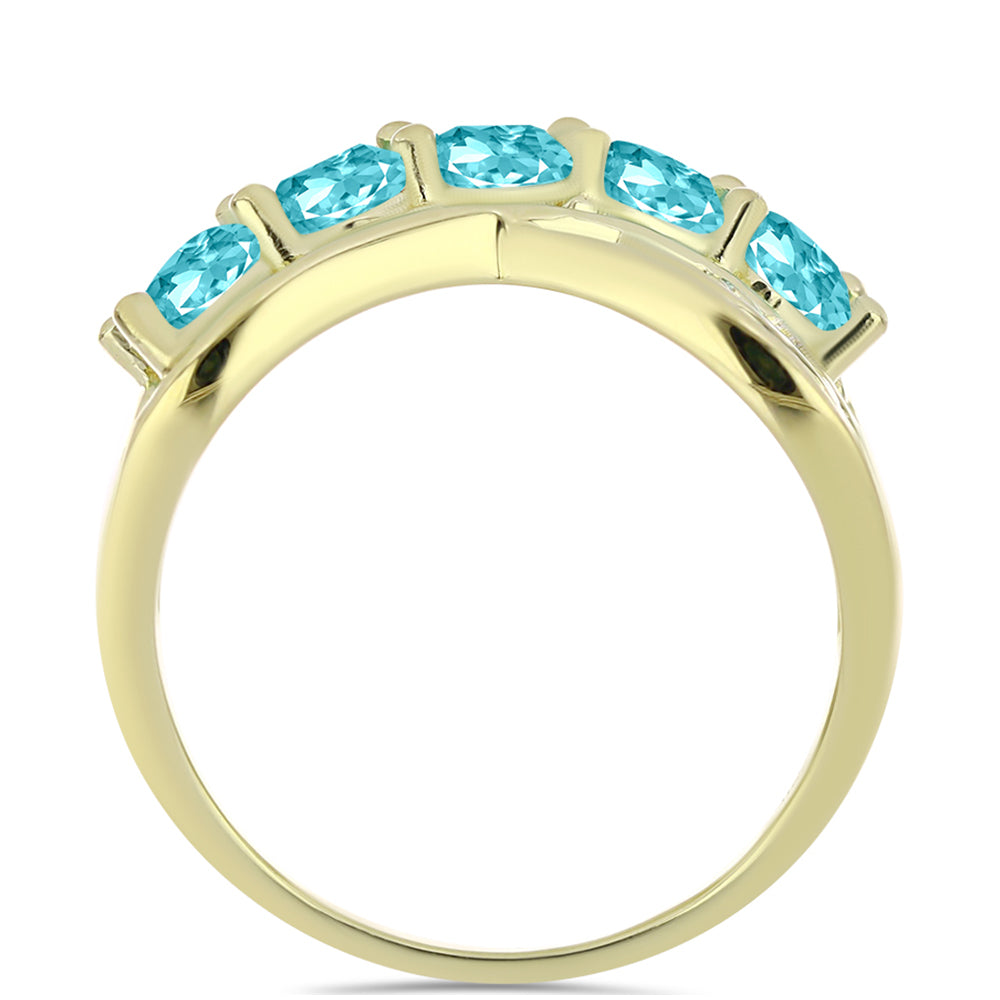 Goldplattierter Silberring mit Paraiba Quarz 2 