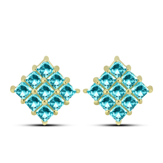 Goldplattierte Silberohrringe mit Paraiba Quarz